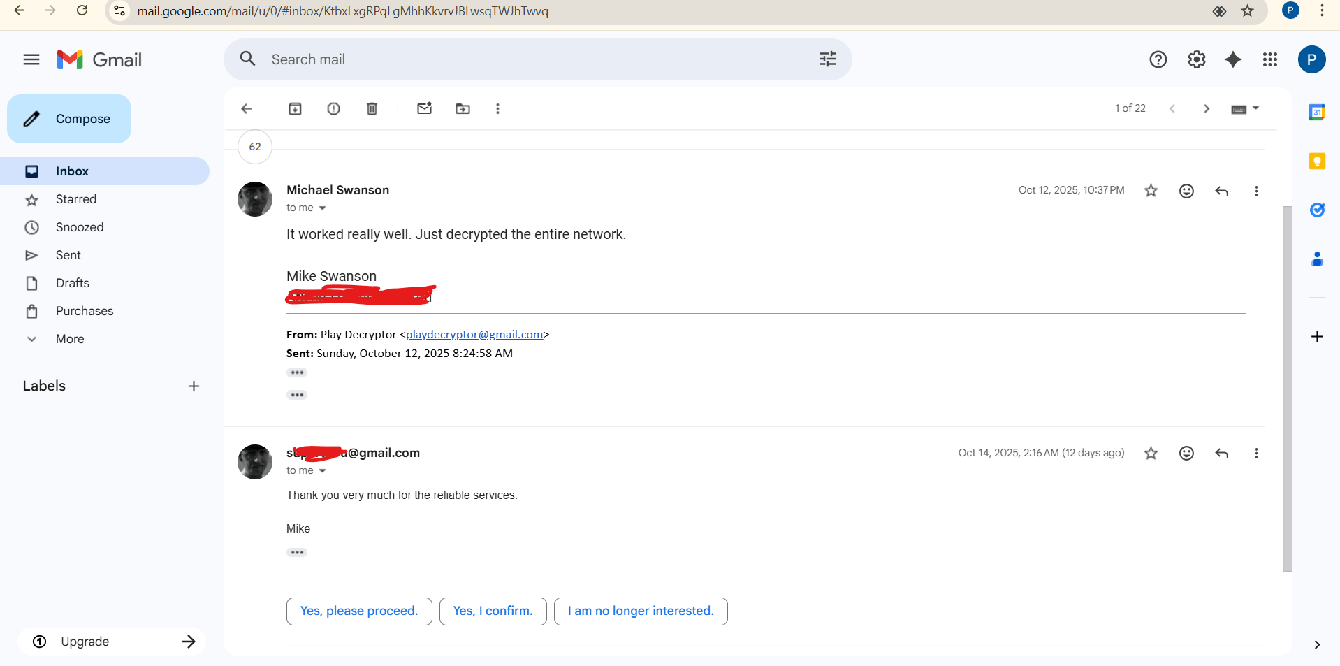 play ransomware recovery case study screenshot of the client saying thank you.